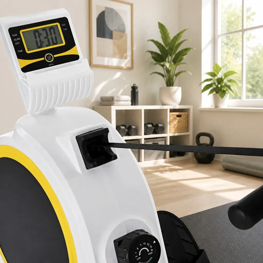 Rowing Machine Magnetic Brake System 16 Resistance Levels Home Gym Cardio Fitness White Black