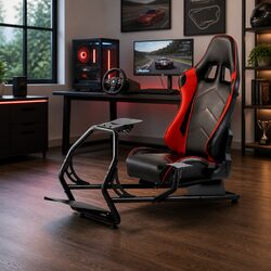 Racing Simulator Cockpit Gaming Chair Adjustable Steering Wheel Pedal Mount
