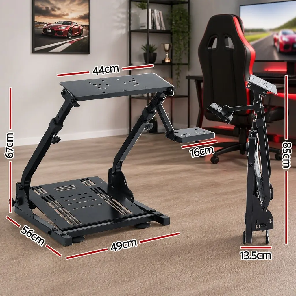Racing Simulator Stand Foldable Adjustable Heavy-Duty Carbon Steel Gaming Chair Black