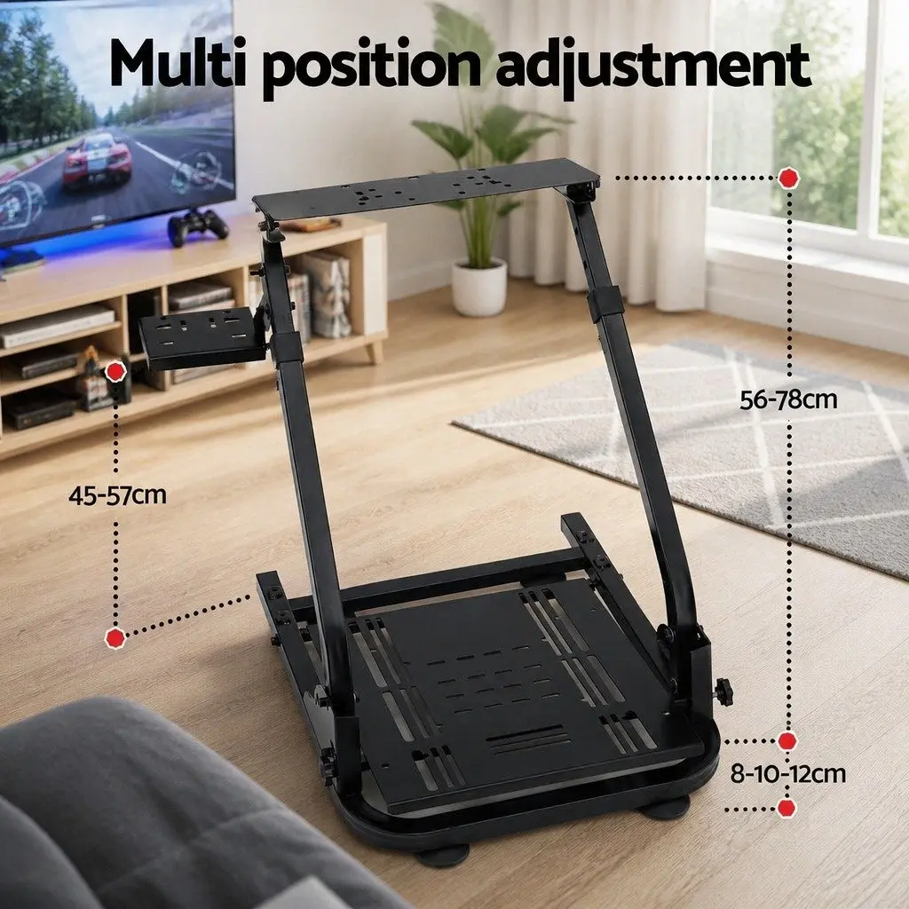 Racing Simulator Stand Foldable Adjustable Heavy-Duty Carbon Steel Gaming Chair Black