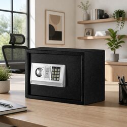 Electronic Digital Safe Box 16L Home Office Security Steel Black Deposit