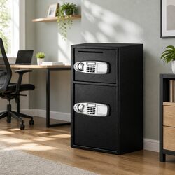 Electronic Digital Security Safe Box Double Door Home Office Cash Storage Black