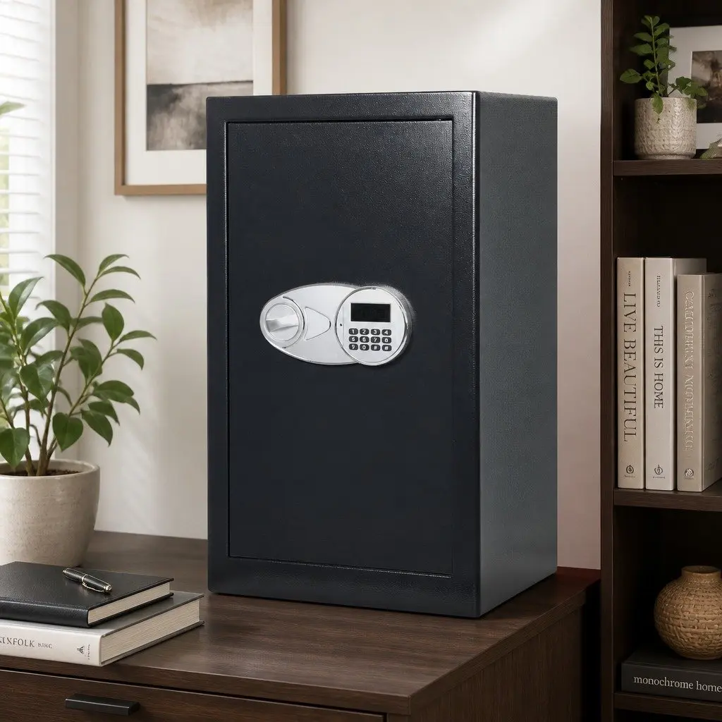 Fireproof Security Safe Digital Keypad Lock 85L Black Steel for Home Office Storage