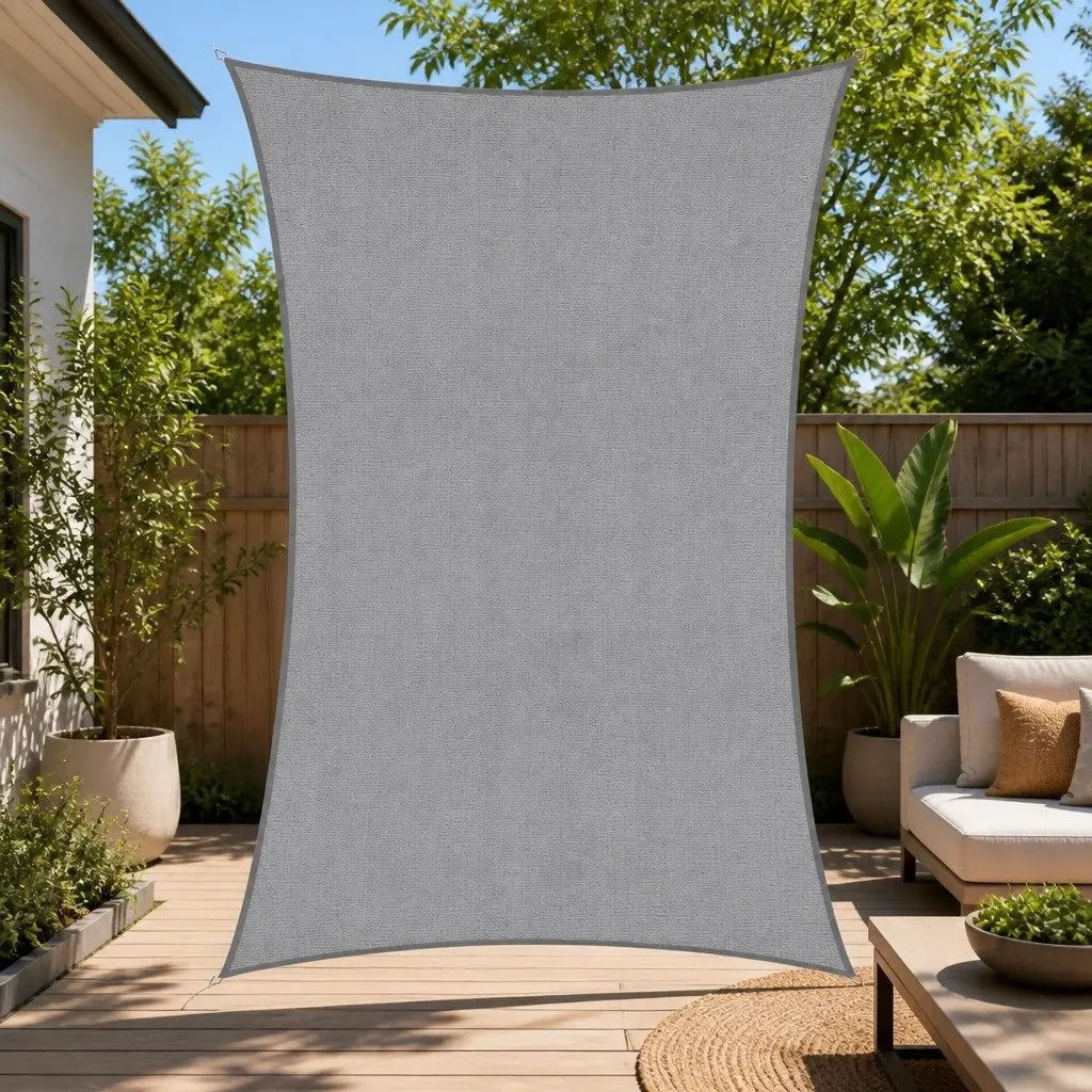 Rectangle Shade Sail Canopy 4x7m Grey UV Protection Outdoor Patio Pool Sunshade