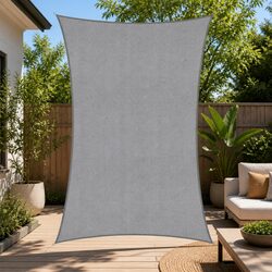 Rectangle Shade Sail Canopy 4x7m Grey UV Protection Outdoor Patio Pool Sunshade