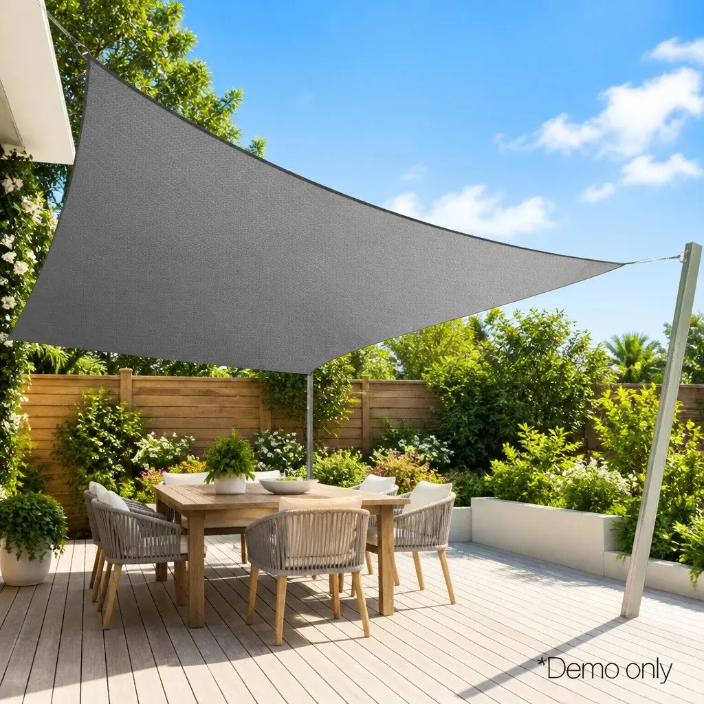 Shade Sail UV Protection 3x5m Rectangle Grey 280GSM Outdoor Garden Patio