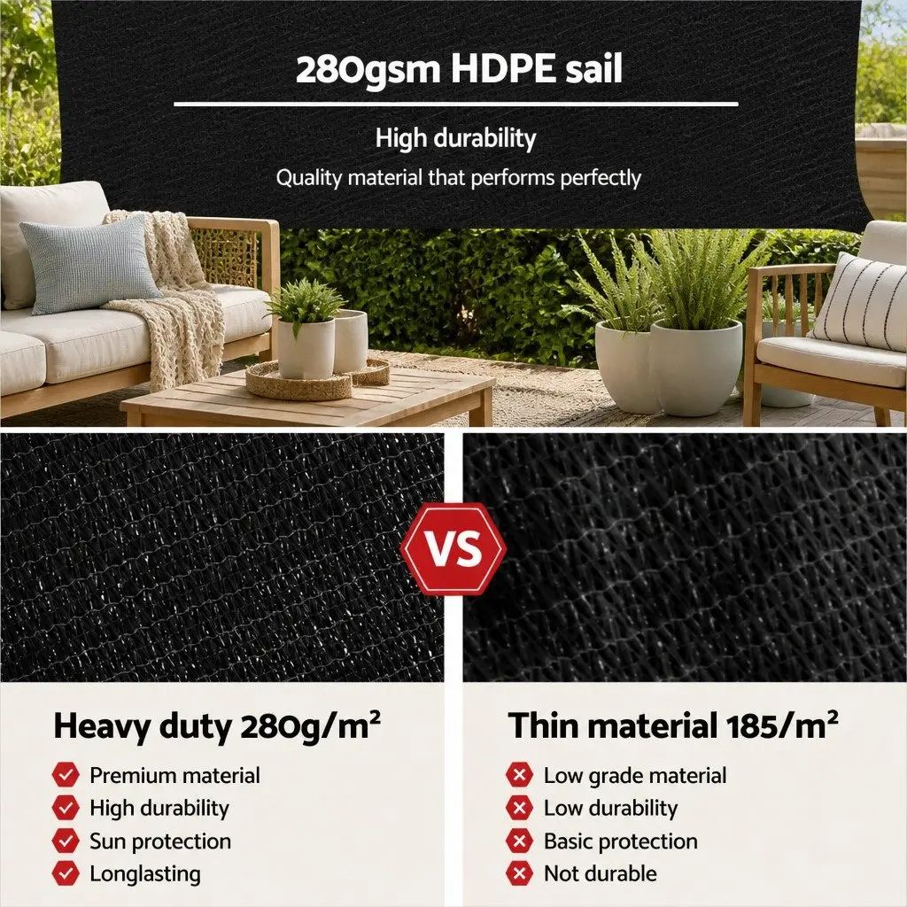 Shade Sail UV Protection 3x6m Rectangle Black Outdoor Patio Deck Pool
