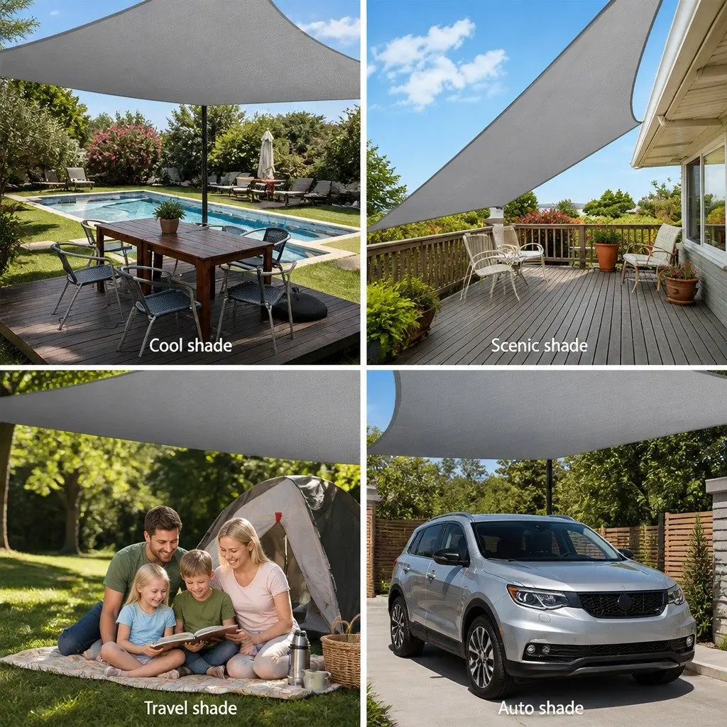 Rectangle Shade Sail UV Protection 4x6m Grey Outdoor Patio Pool Sunshade Cloth