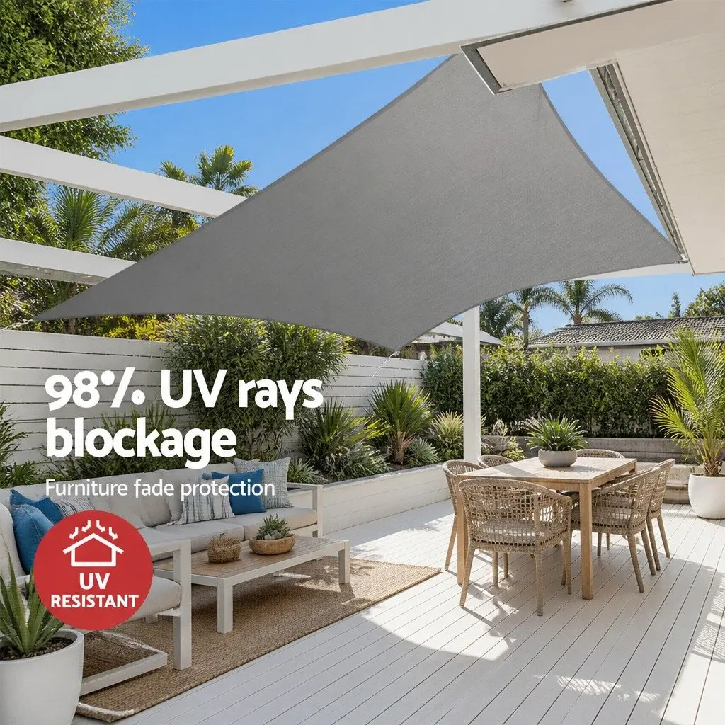 Shade Sail UV Protection 6x8m Rectangle Grey 280GSM Outdoor Patio Pool Sunshade