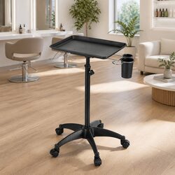 Salon Trolley Cart Beauty Hairdressing Rolling Storage Tray Five Wheels Black