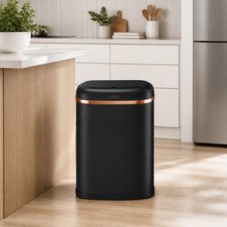 Motion Sensor Automatic Rubbish Bin 38L Hands-Free Kitchen Trash Can Black Steel