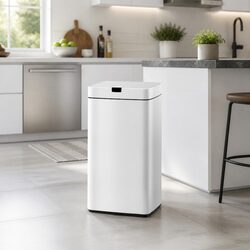 Motion Sensor Bin 45L Automatic Rubbish Hands-Free Kitchen Waste White Steel