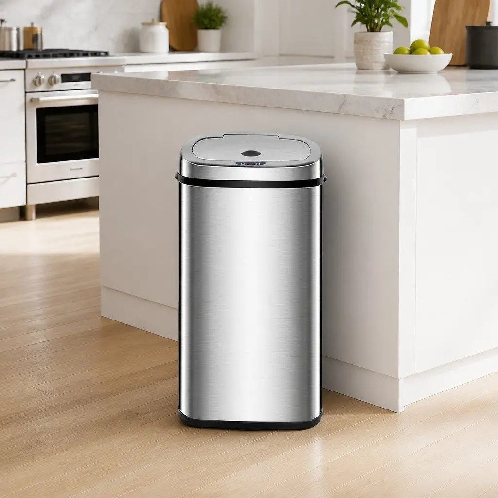 Automatic Motion Sensor Bin 50L Stainless Steel Silver Hands-Free Kitchen Waste Bin