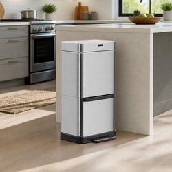 70L Automatic Motion Sensor Recycling Bin Pedal Hands-Free Kitchen Silver
