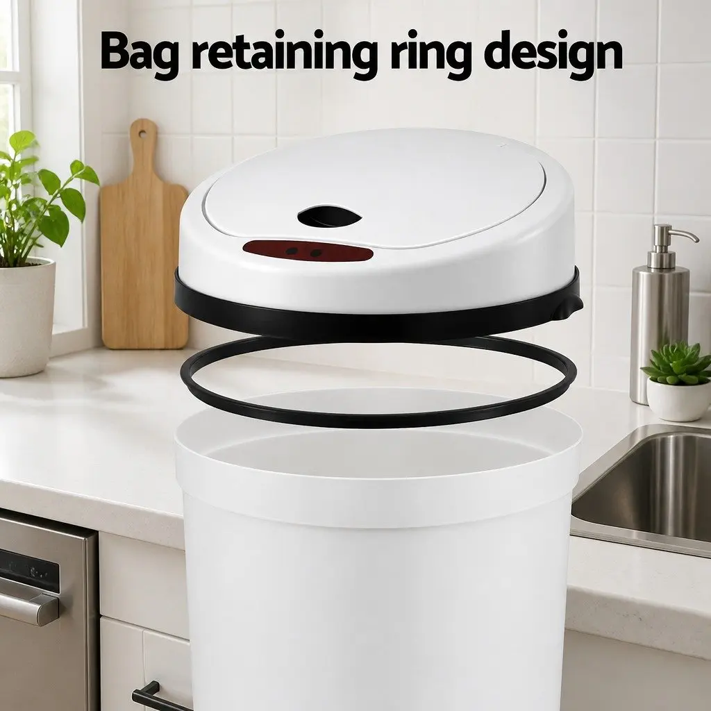 Automatic Trash Can Sensor Bin 9L White Hands Free Touchless Operation