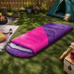 Kids Sleeping Bag 172cm Single Thermal Camping Hiking Travel Lightweight Pink