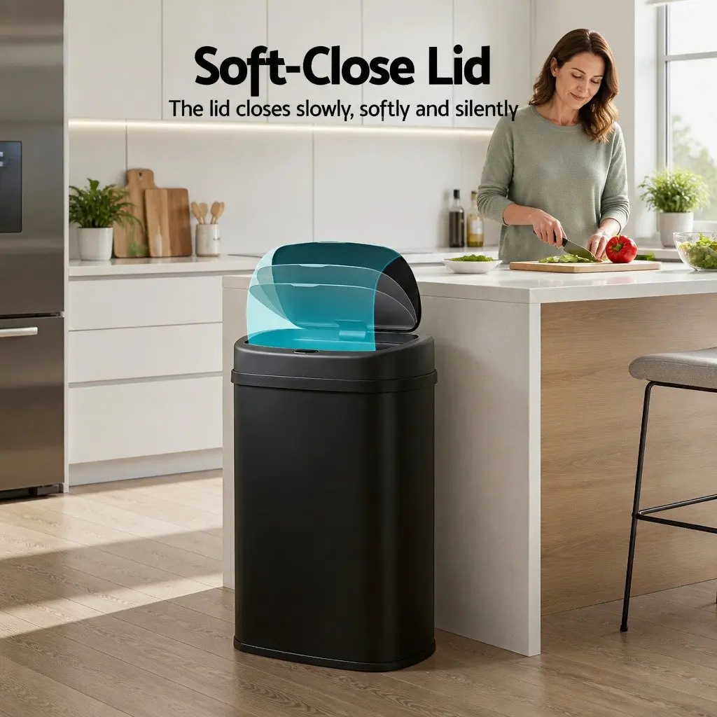 Automatic Rubbish Bin Motion Sensor 50L Hands-Free Kitchen Trash Can Black