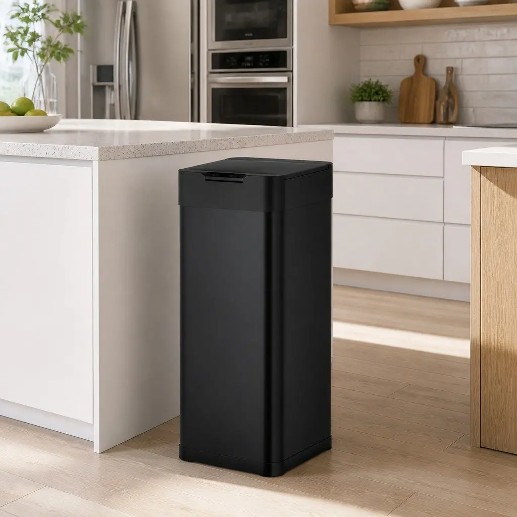 50L Automatic Motion Sensor Kitchen Trash Can Hands-Free Rubbish Bin Black