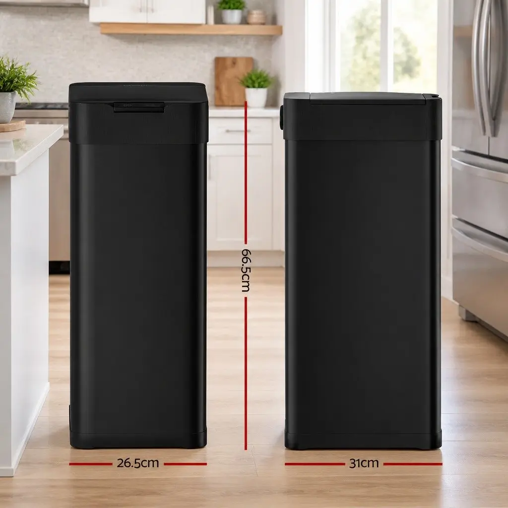 Automatic Motion Sensor Kitchen Trash Can 50L Hands-Free Black