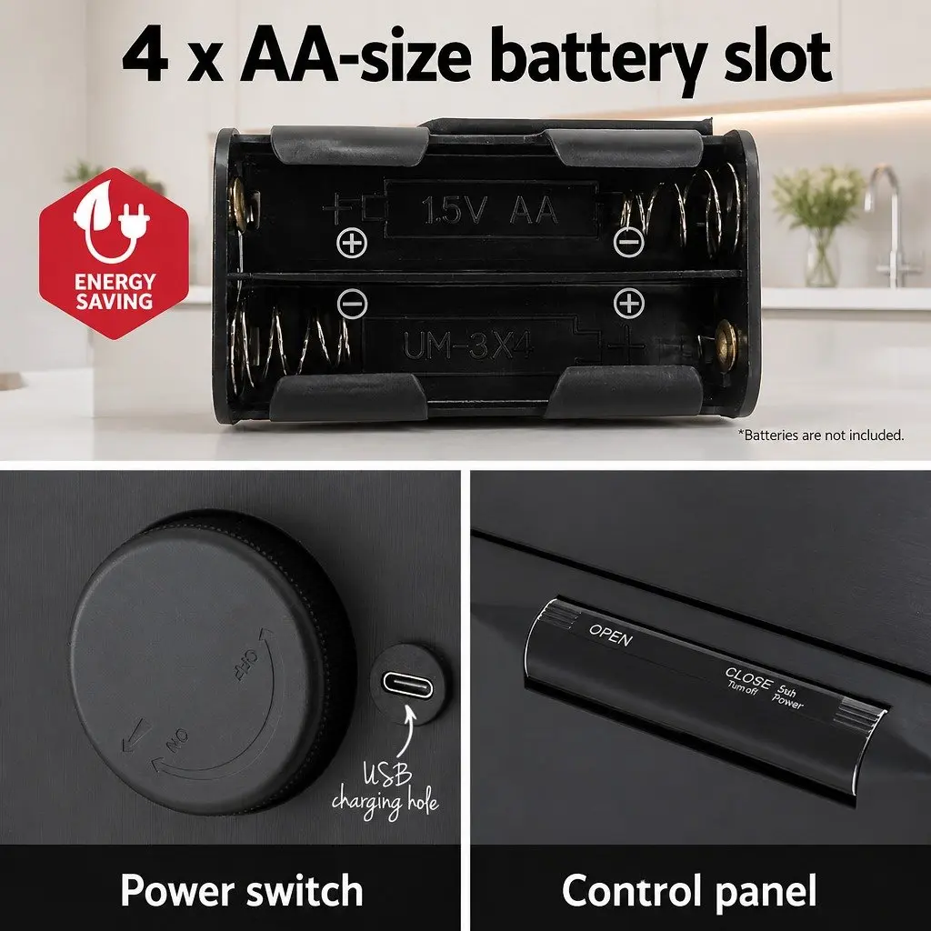 Automatic Motion Sensor Kitchen Trash Can 50L Hands-Free Black