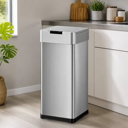 50L Motion Sensor Automatic Trash Can Kitchen Rubbish Bin Hands-Free Silver