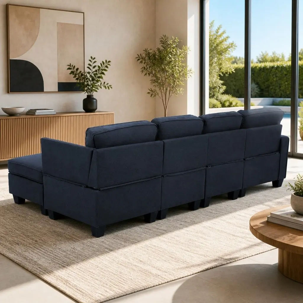 Modular Sofa Chaise Set 5-Seater Dark Grey Reconfigurable Couch