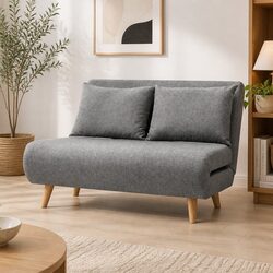 2 Seater Sofa Bed Convertible Folding Couch Recliner Lounge Chair Grey
