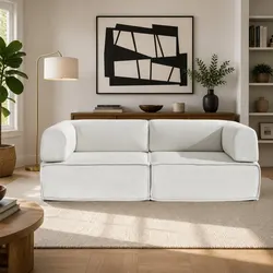 Convertible Folding Sofa Bed Beige 2-Seater Couch Sleeper Furniture Lounger