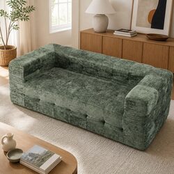 3-Seater Compressed Sofa Bed Green Chenille Living Room Furniture Zero Assembly