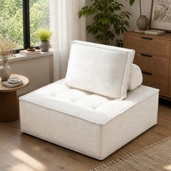 Floor Sofa Lounge Chair White Folding Portable Couch with Removable Pillow