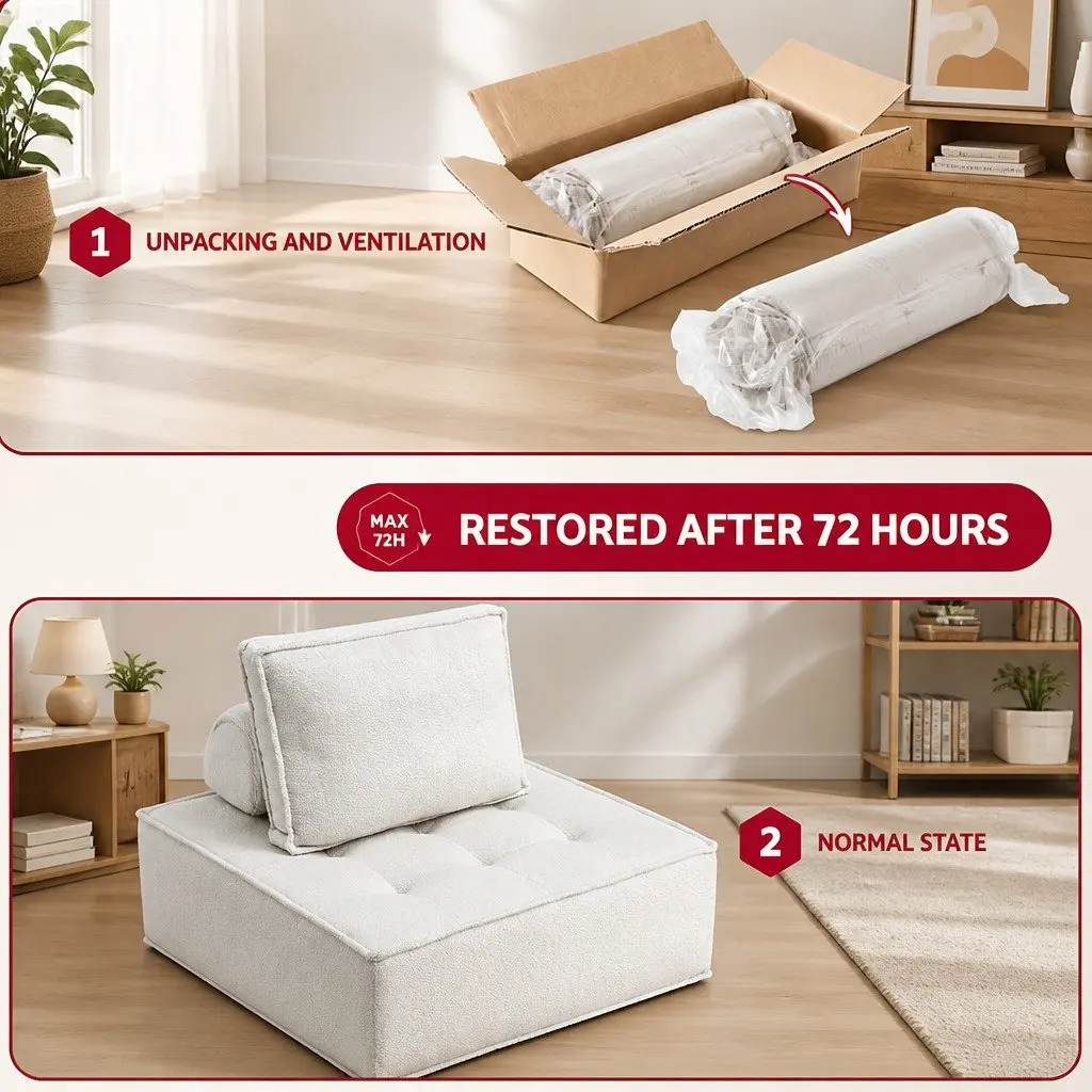 Floor Sofa Lounge Chair with Removable Pillow White Cushion
