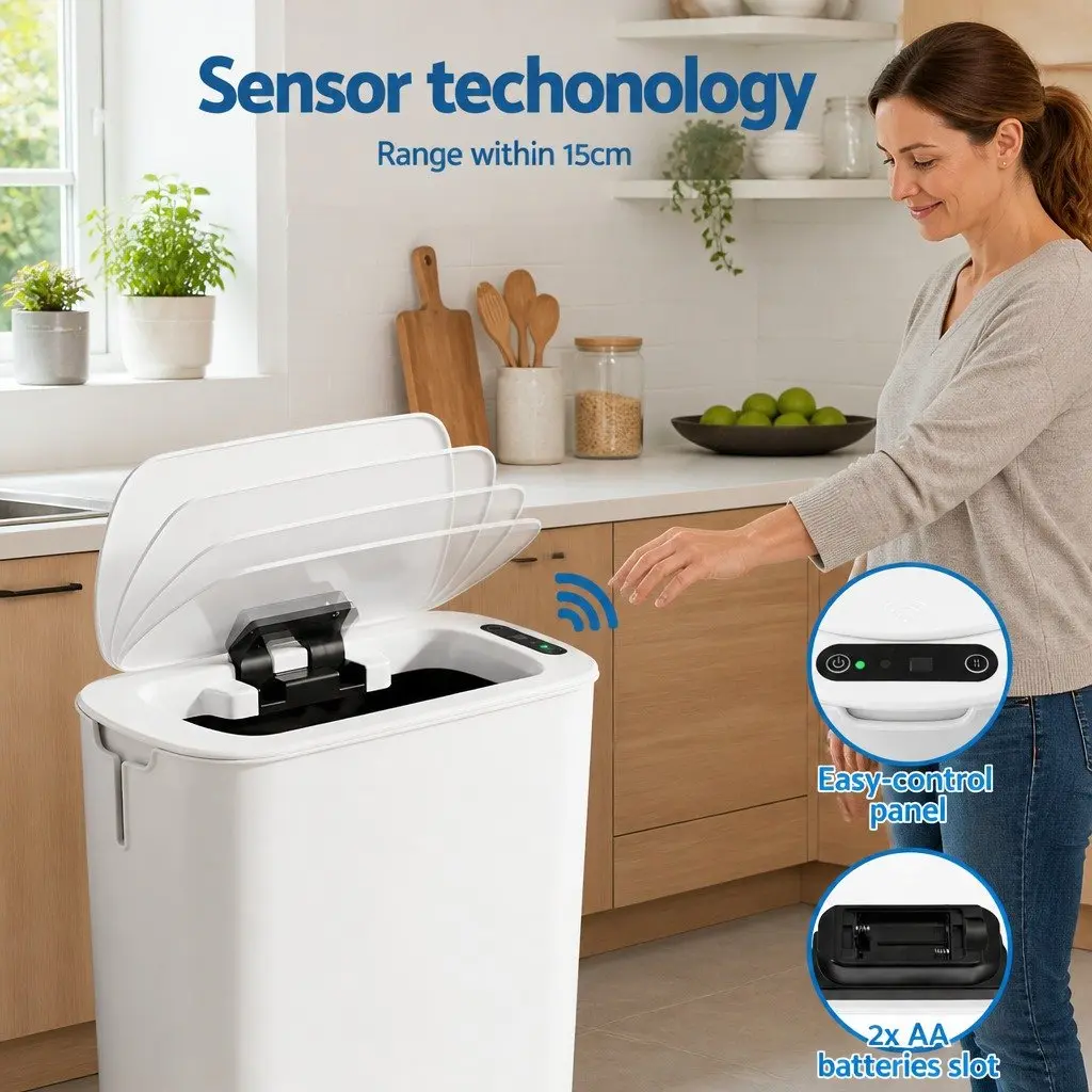 Automatic Motion Sensor Trash Bin Touchless 11L Slim White