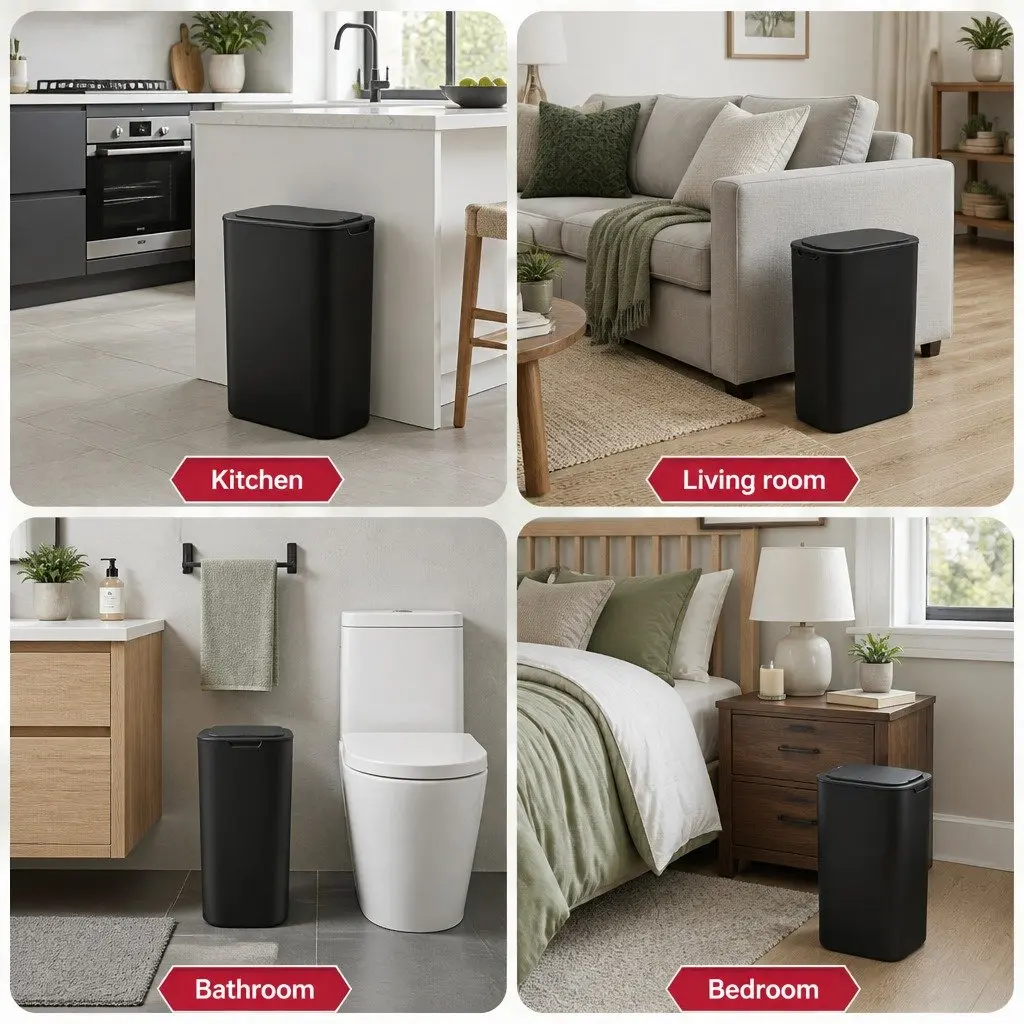 Automatic Trash Bin Touchless Motion Sensor 21L Slim Black