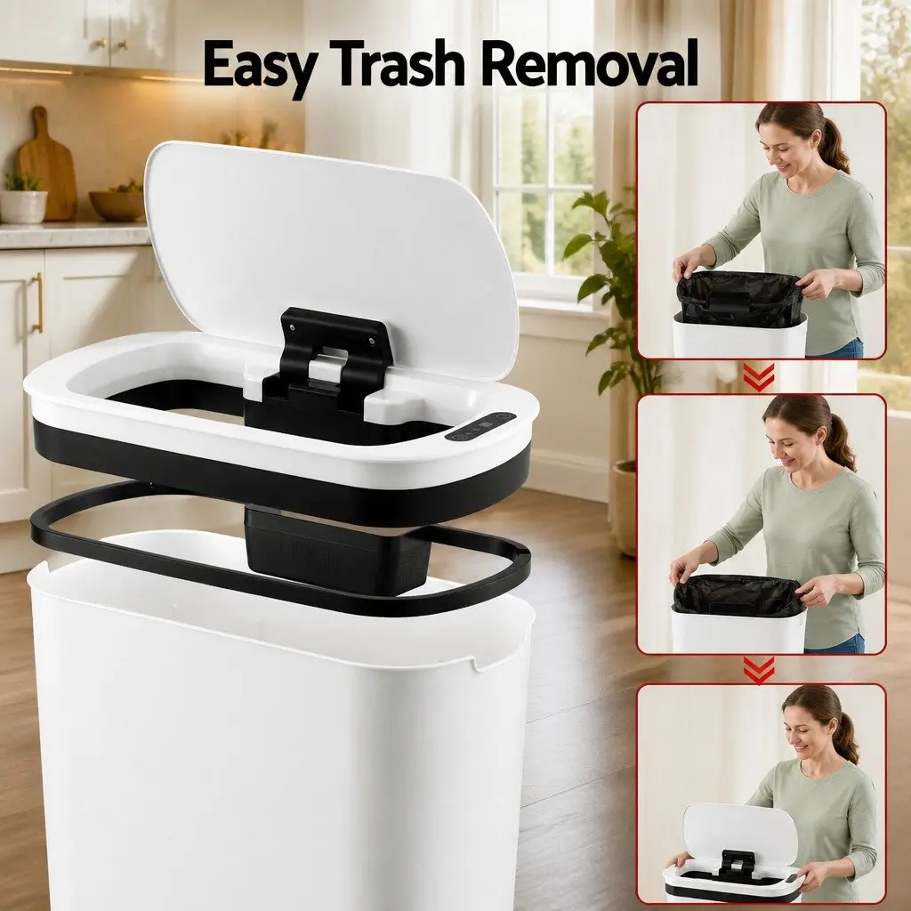 Automatic Motion Sensor Trash Bin Touchless 21L Slim White