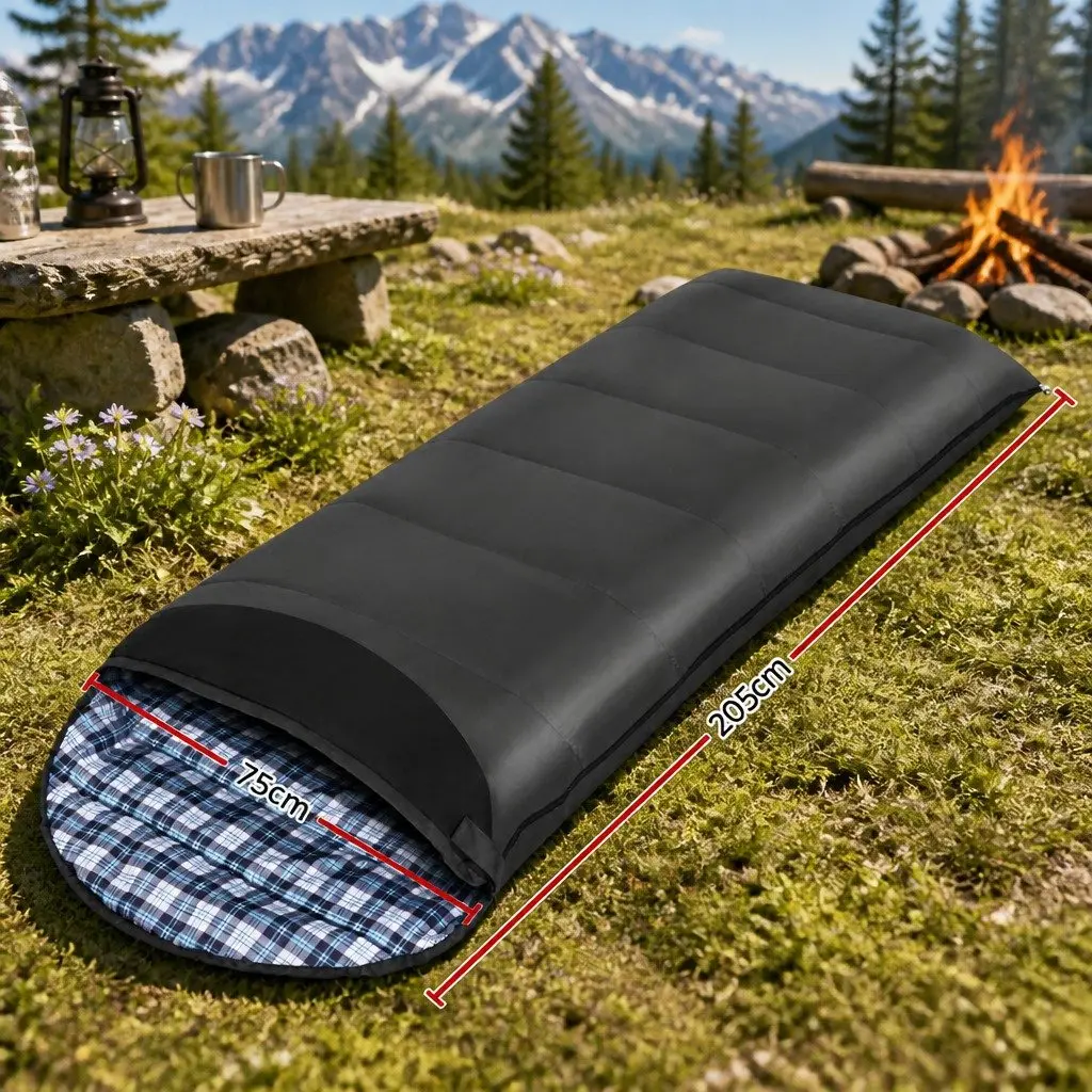 Single Sleeping Bag Thermal Camping Hiking 0°C Grey Compact Lightweight Portable