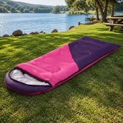 Single Sleeping Bag 213cm Thermal Camping Hiking Outdoor Pink Purple
