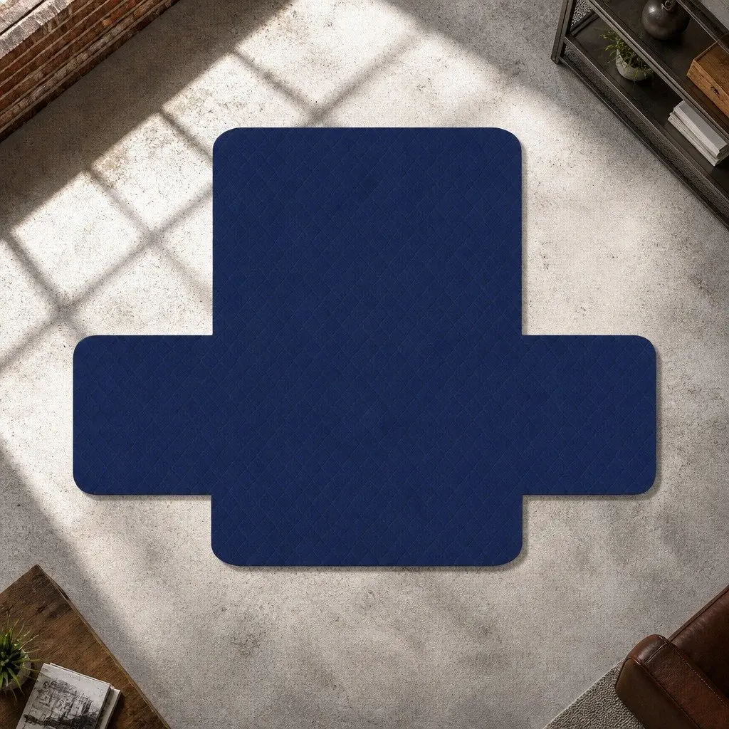 3 Seater Sofa Cover Quilted Microfibre Couch Protector Navy Anti-Slip Machine