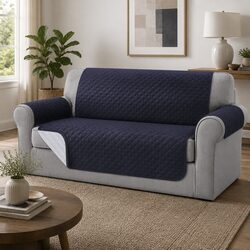 3 Seater Sofa Cover Water Resistant Diamond Quilted Design Dark Grey Couch