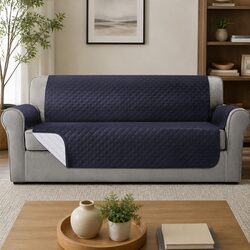 4 Seater Sofa Cover Water Resistant Diamond Quilted Design Anti-slip Dark Grey