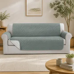 4 Seater Sofa Cover Water Resistant Grey Diamond Quilted Couch Protector