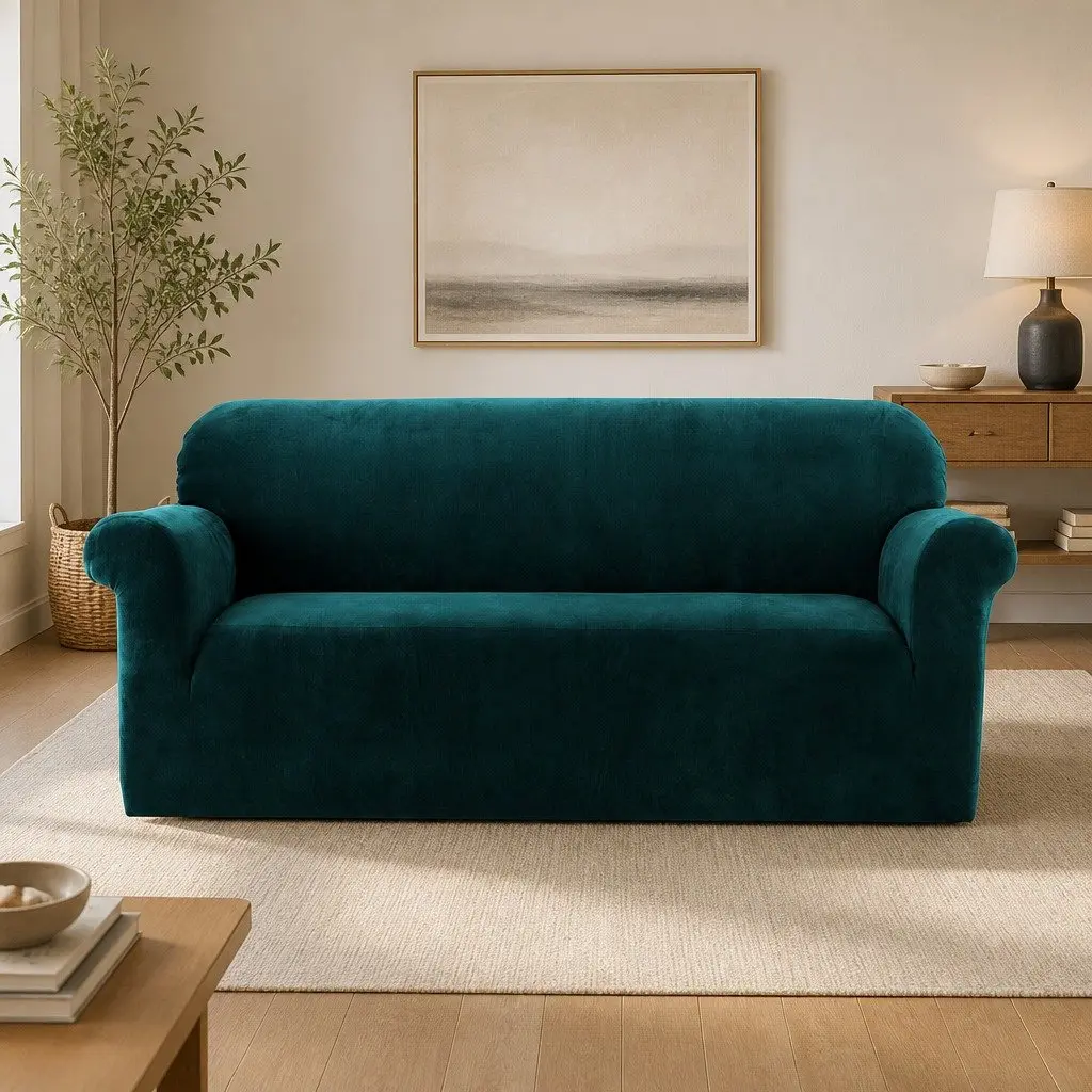 3 Seater Sofa Cover Velvet Couch Protector Stretch Armchair Slipcover Agate