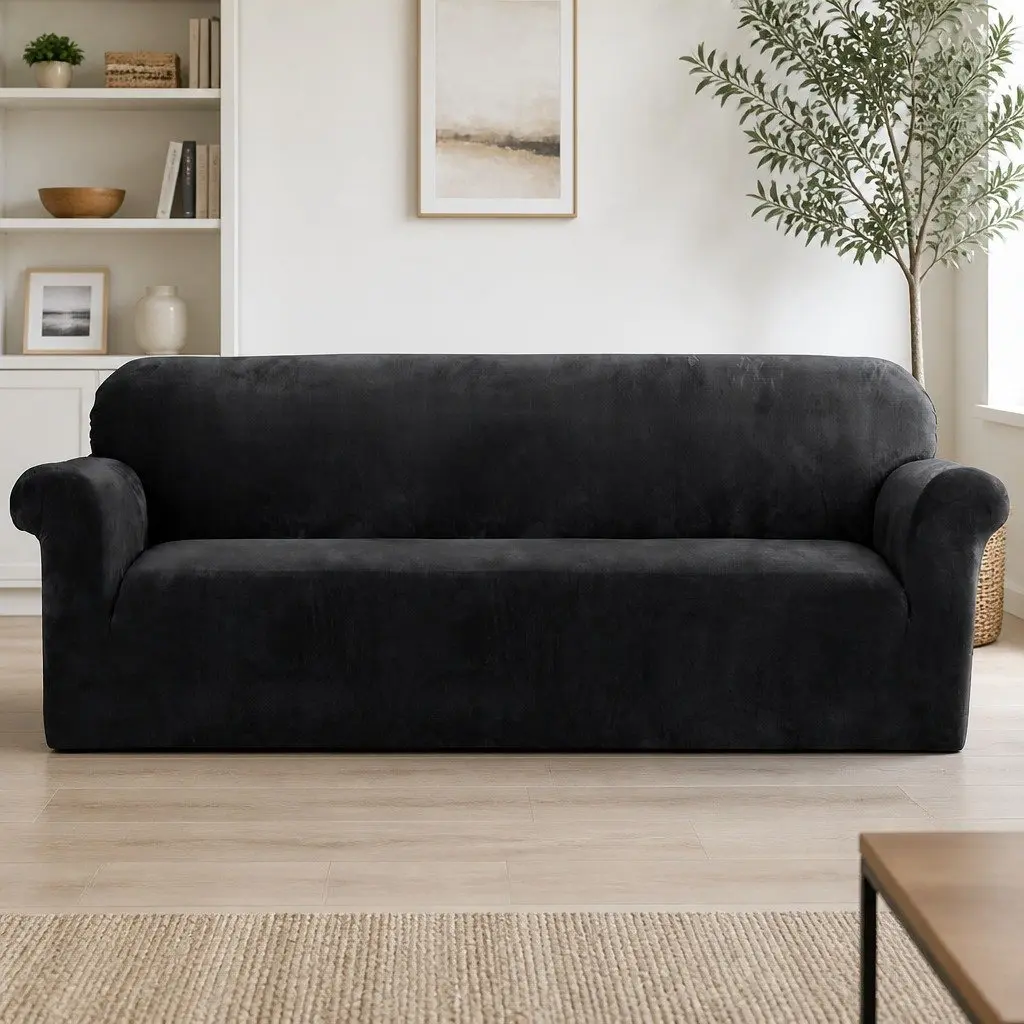 4 Seater Sofa Cover Velvet Couch Protector Stretch Elastic Machine Washable