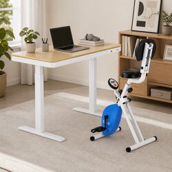 Electric Standing Desk with Under Desk Folding Exercise Bike Combo Workstation