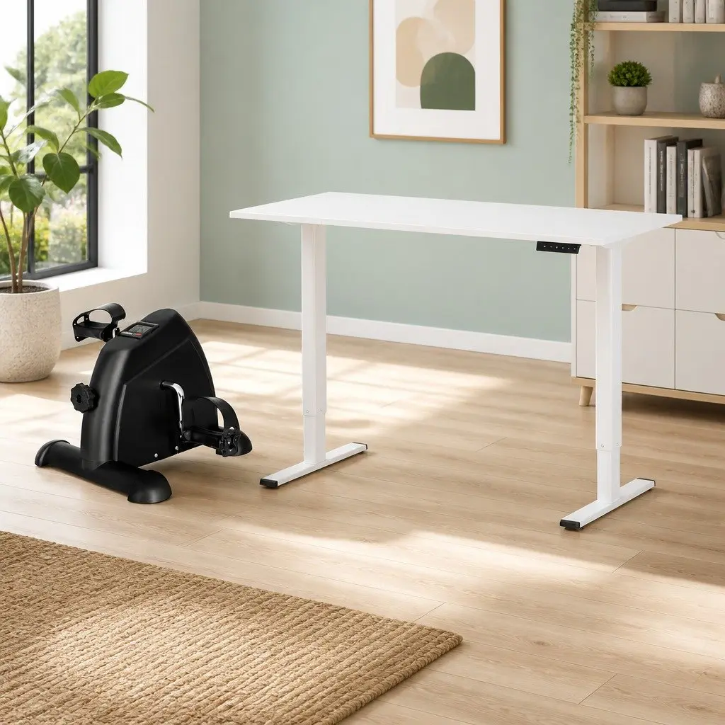 Electric Standing Desk 120cm with Under Desk Pedal Exercise Bike Home Office