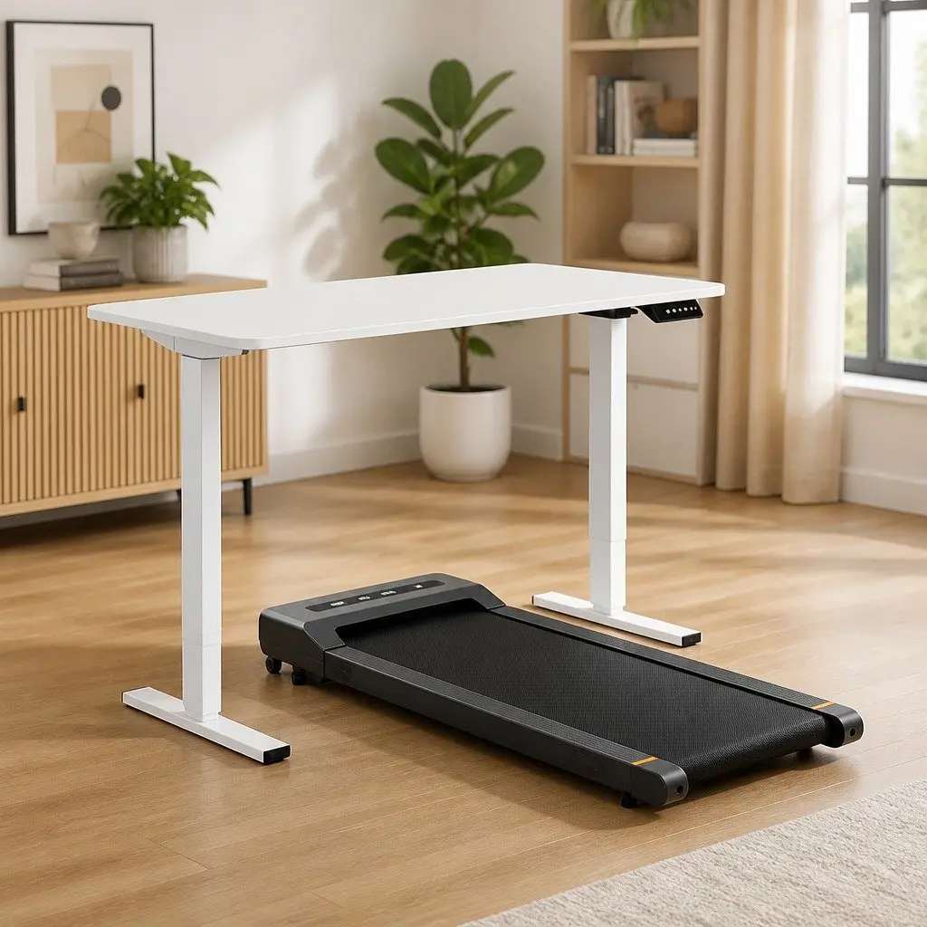 Electric Standing Desk Treadmill Combo 140cm Motorised Walking Pad Home Office