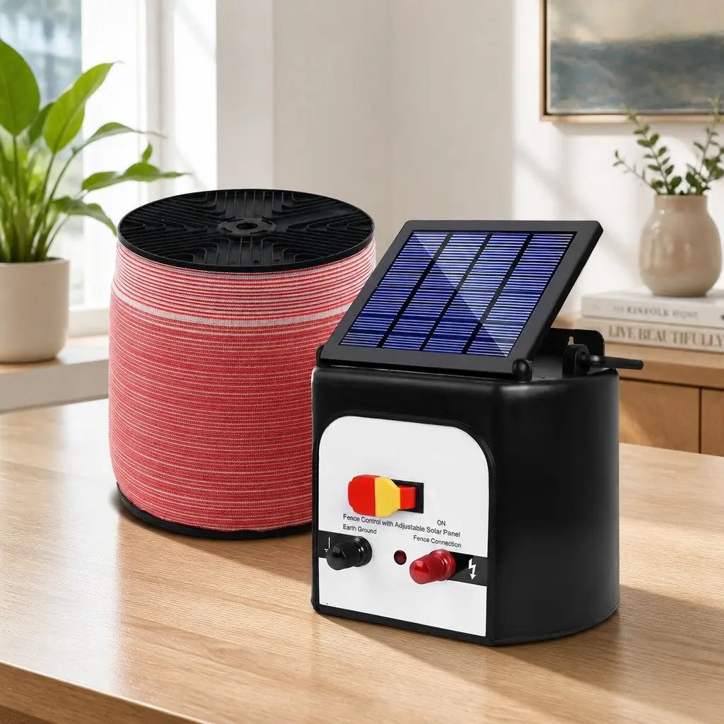 Solar Electric Fence Energiser 8KM Poly Tape Livestock Farm Fencing Kit