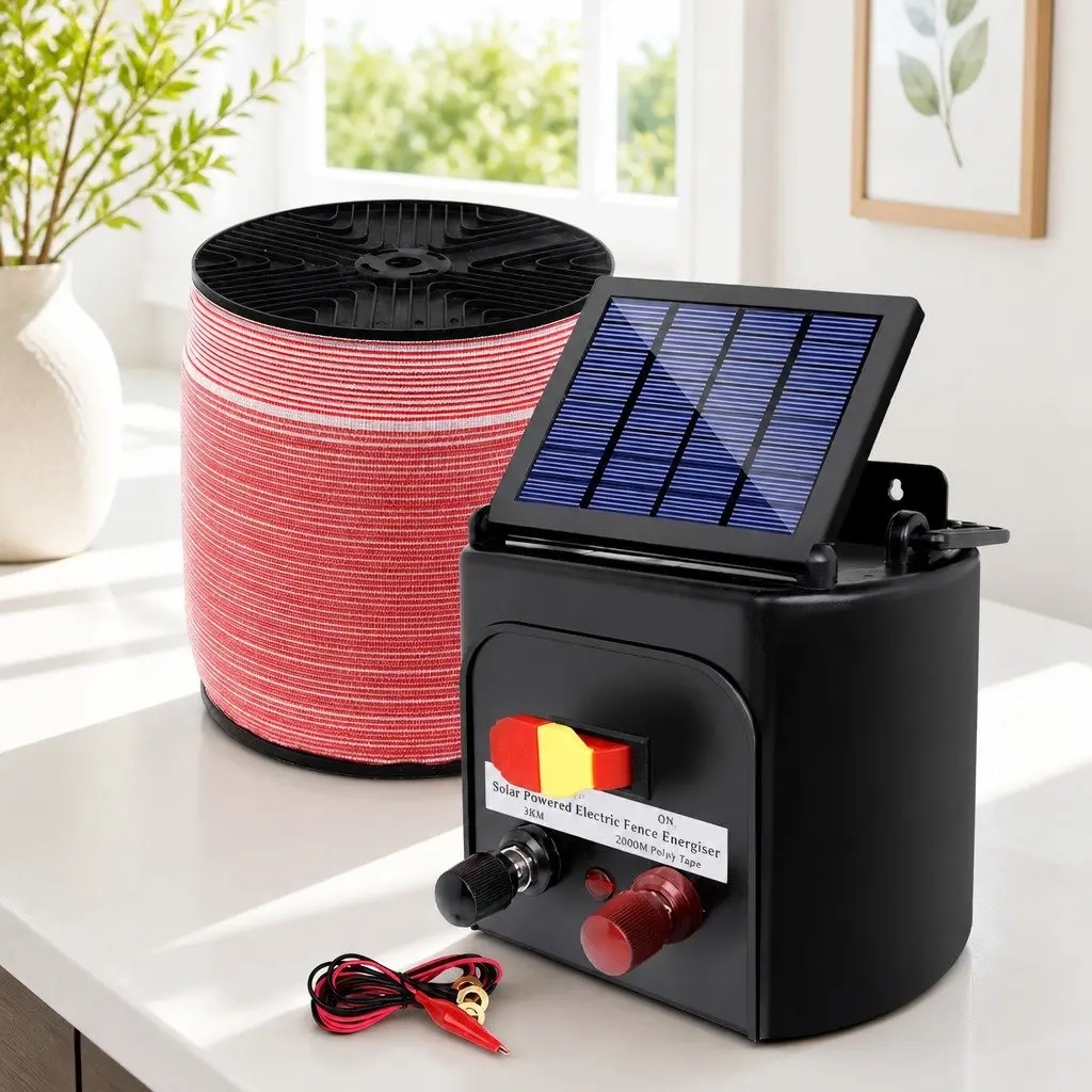 Solar Electric Fence Energiser 3km Range Livestock Farm Fencing Kit with 2000m