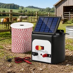 Solar Electric Fence Energiser 8km Livestock Farm Fencing System with 500m