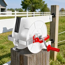 Electric Fence Reel Geared Portable Polywire Fencing Farm Tool White