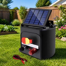 Solar Electric Fence Energiser 5km Charger Livestock Farm Fencing Waterproof